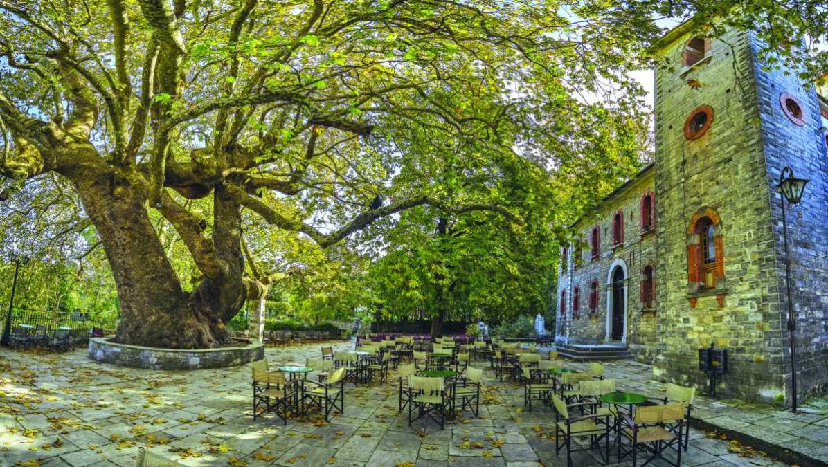 Taxi service at Tsagarada famous plane tree square